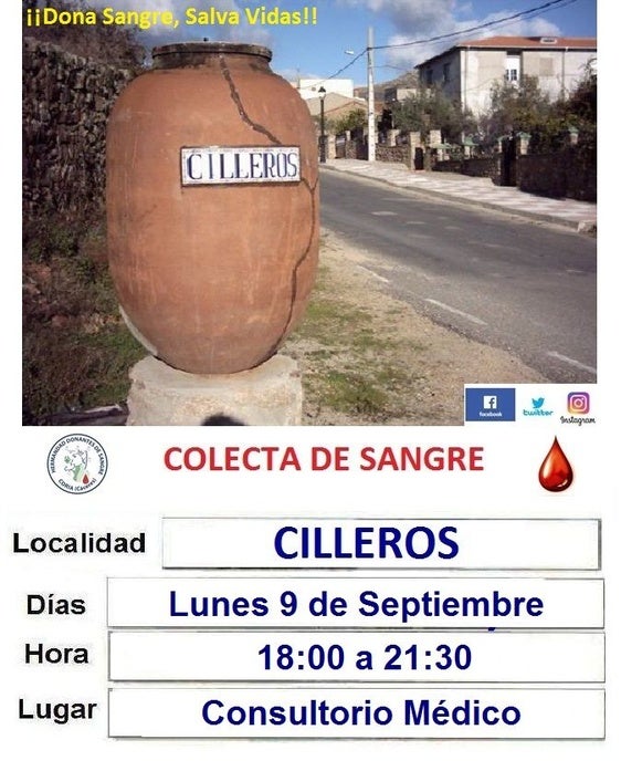 Próxima colecta de sange en Cilleros