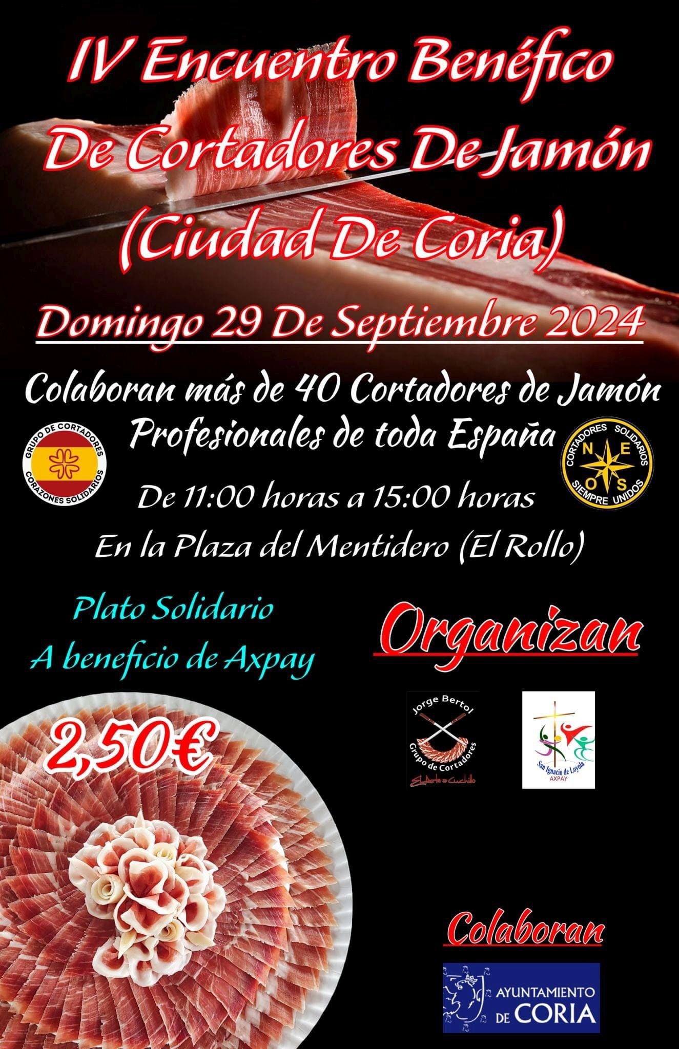 Coria se prepara para el IV Encuentro Benéfico de Cortadores de Jamón el 29 de septiembre