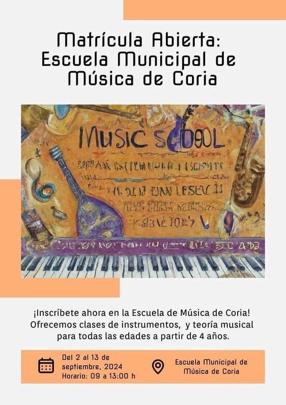 Últimos días para matricularse en la Escuela Municipal de Música de Coria