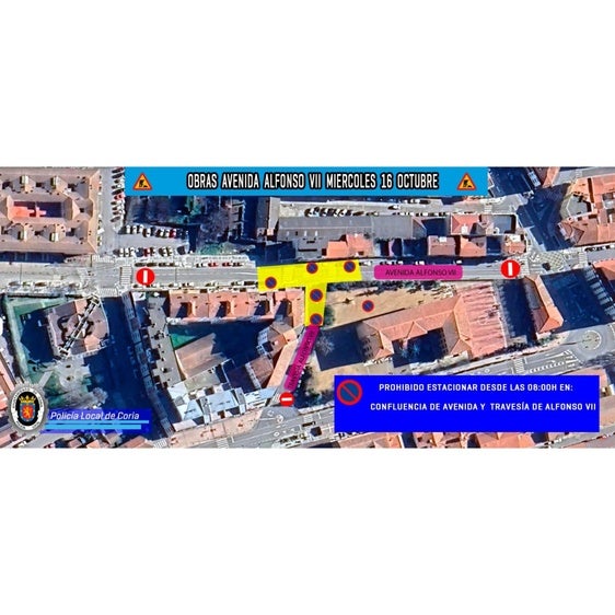 Prohibición de estacionamiento y corte de tráfico por obras en la Avenida Alfonso VII