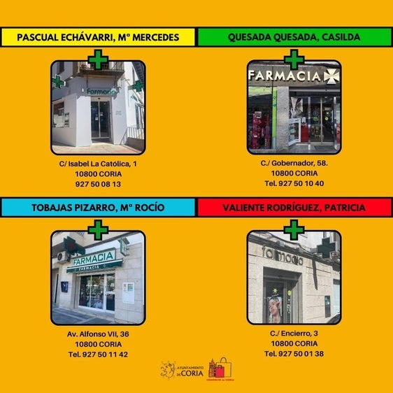 Farmacias de guardia en Coria para el mes de diciembre