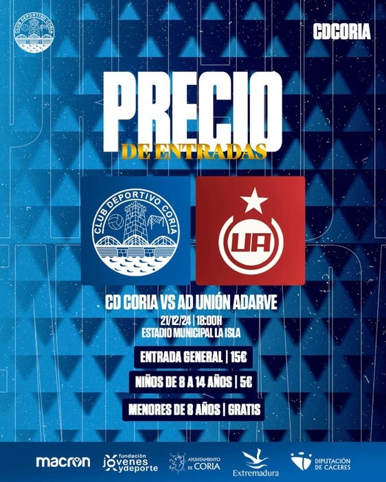 CD Coria se enfrentará al AD Unión Adarve en un emocionante duelo: precios de entradas y detalles del evento