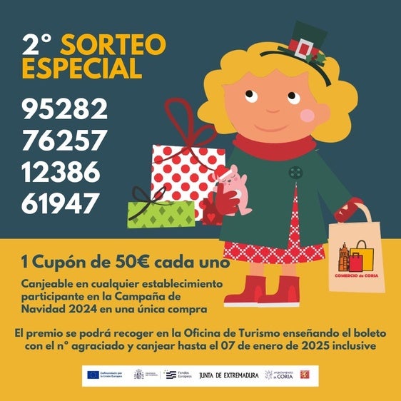 Los números ganadores del 2º sorteo especial de la campaña de Navidad 2024 en Coria