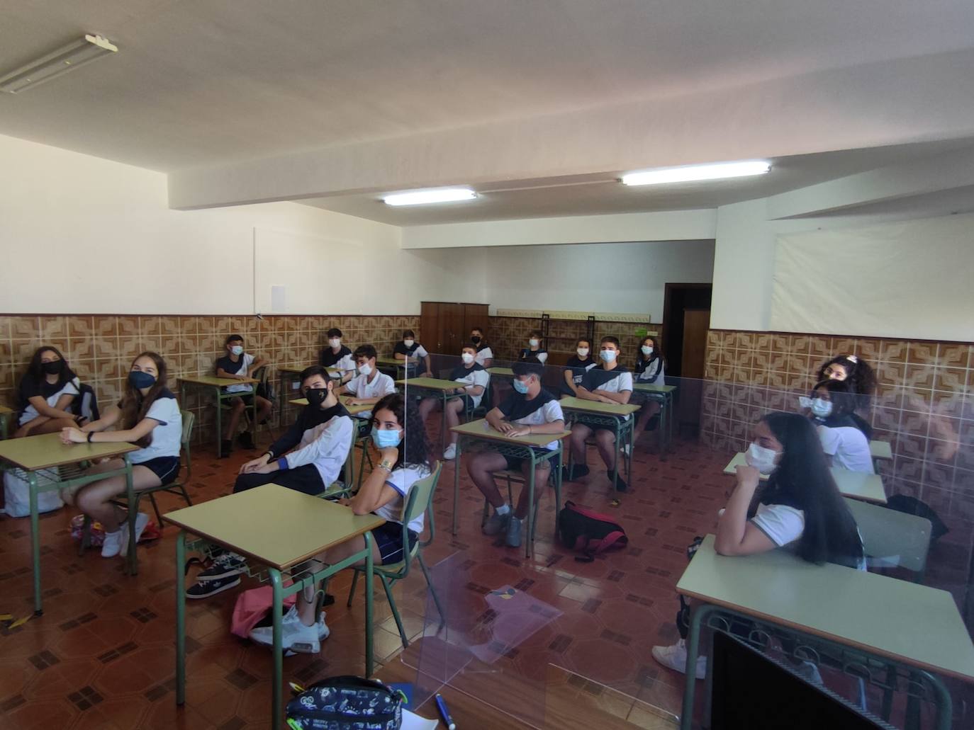 Aula del colegio Sagrado Corazón en el primer día de colegio.