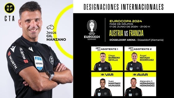 Gil Manzano debuta hoy en la Eurocopa con el Austria- Francia