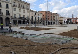 Estado de las obras en la plaza de España el pasado 21 de febrero.