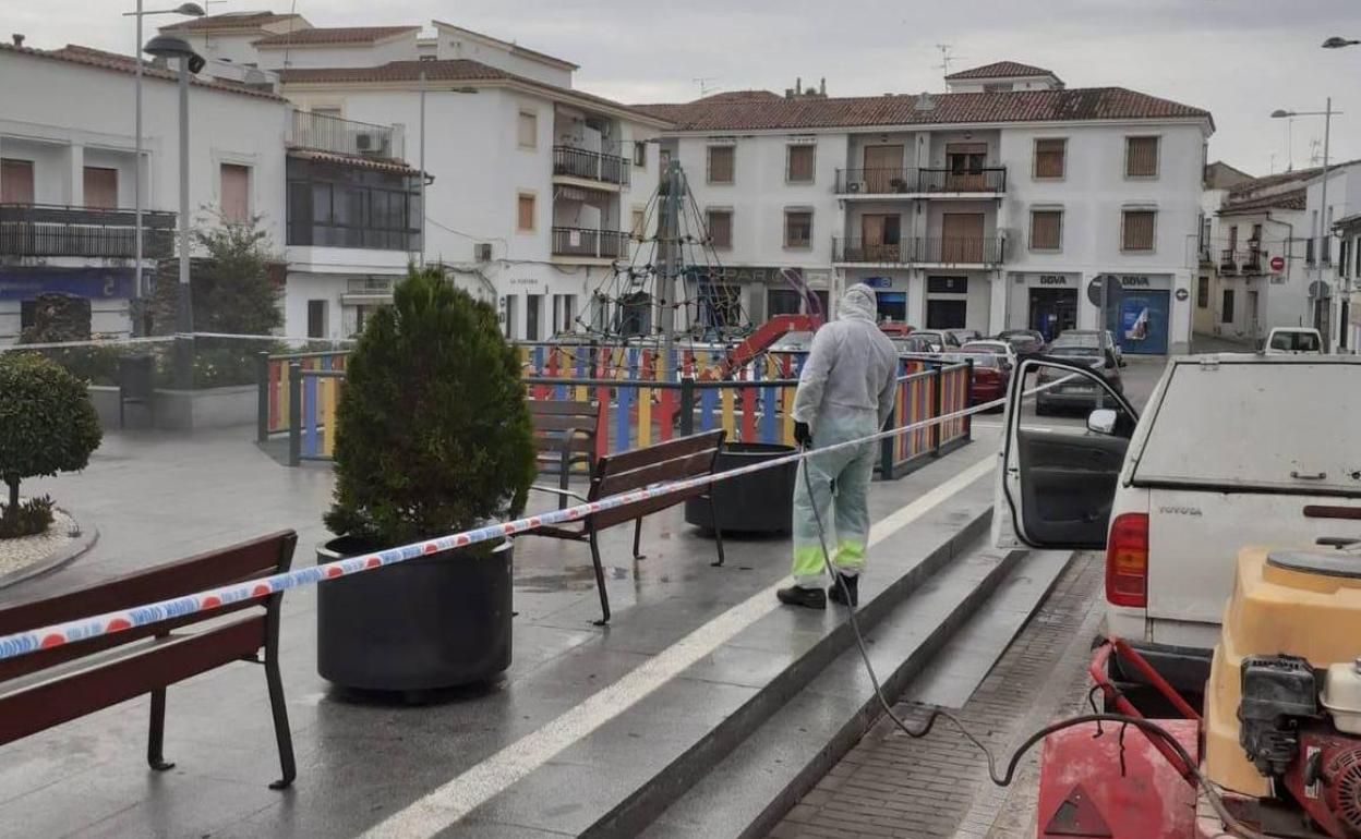 Baldeado en la Plaza del Pilarito.