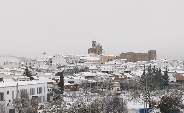Vista panorámica de Fregenal nevado