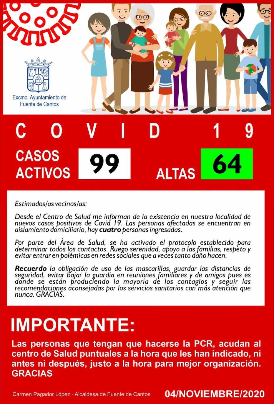 Fuente de Cantos cuenta con 99 casos activos