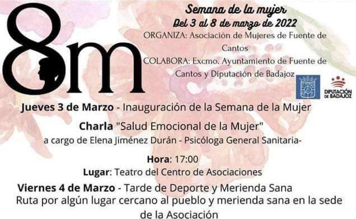 Cartel informativo con la actividades de la Semana de la Mujer 