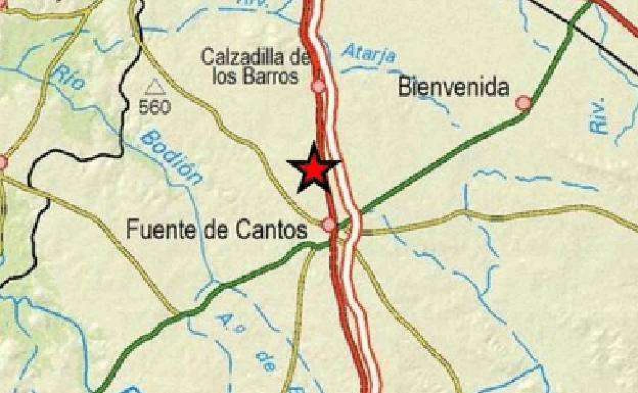 La estrella roja indica el lugar en el que se detectó el temblor. 