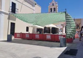 Barra preparada para el consumo delante de la iglesia de San Gregorio.