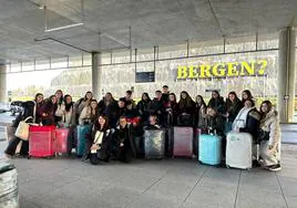 Llegada de la expedición del IES Eugenio Frutos de Guareña a la ciudad noruega de Bergen.