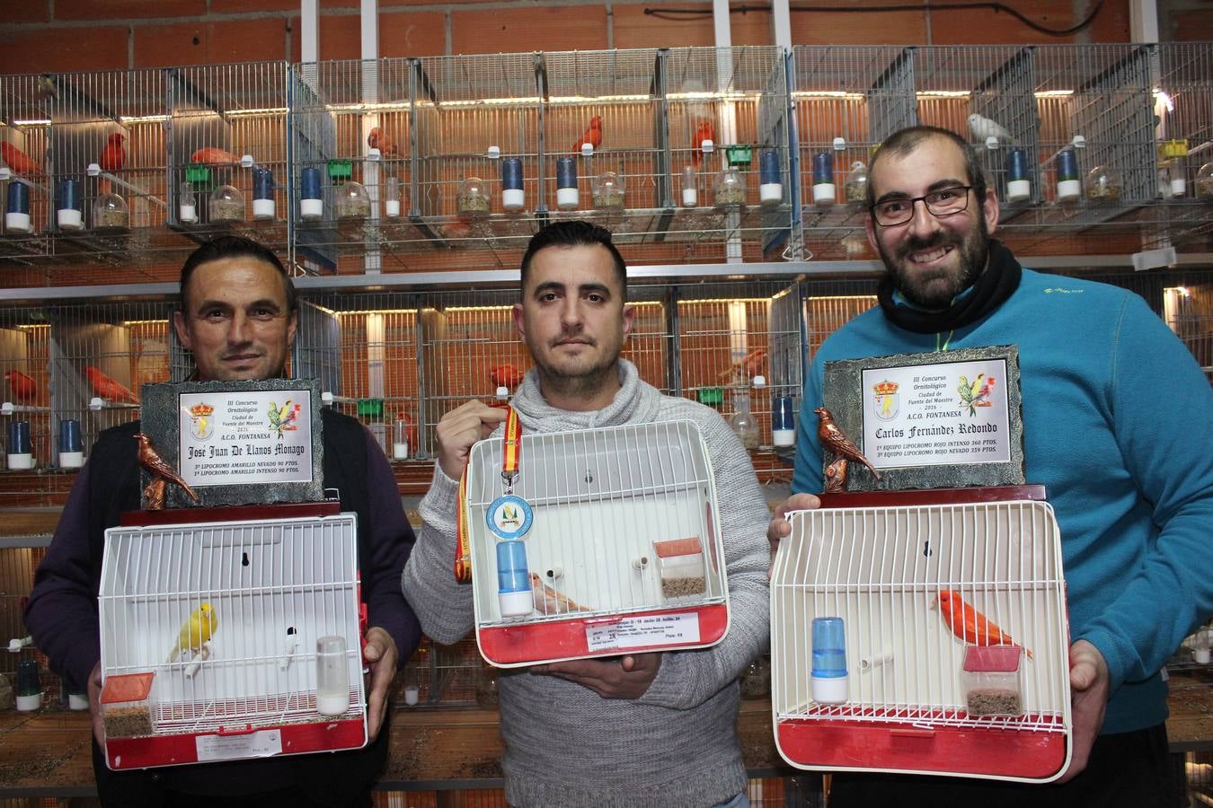Tres vecinos ornitólogos se aficionan a la crianza y destacan en la competición de 2016