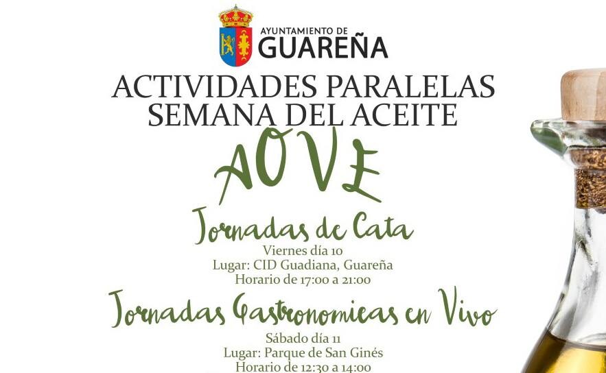 Parte superior del cartel anunciador de las actividades paralelas a la semana del aceite celebrado el primer Encuentro en Guareña.