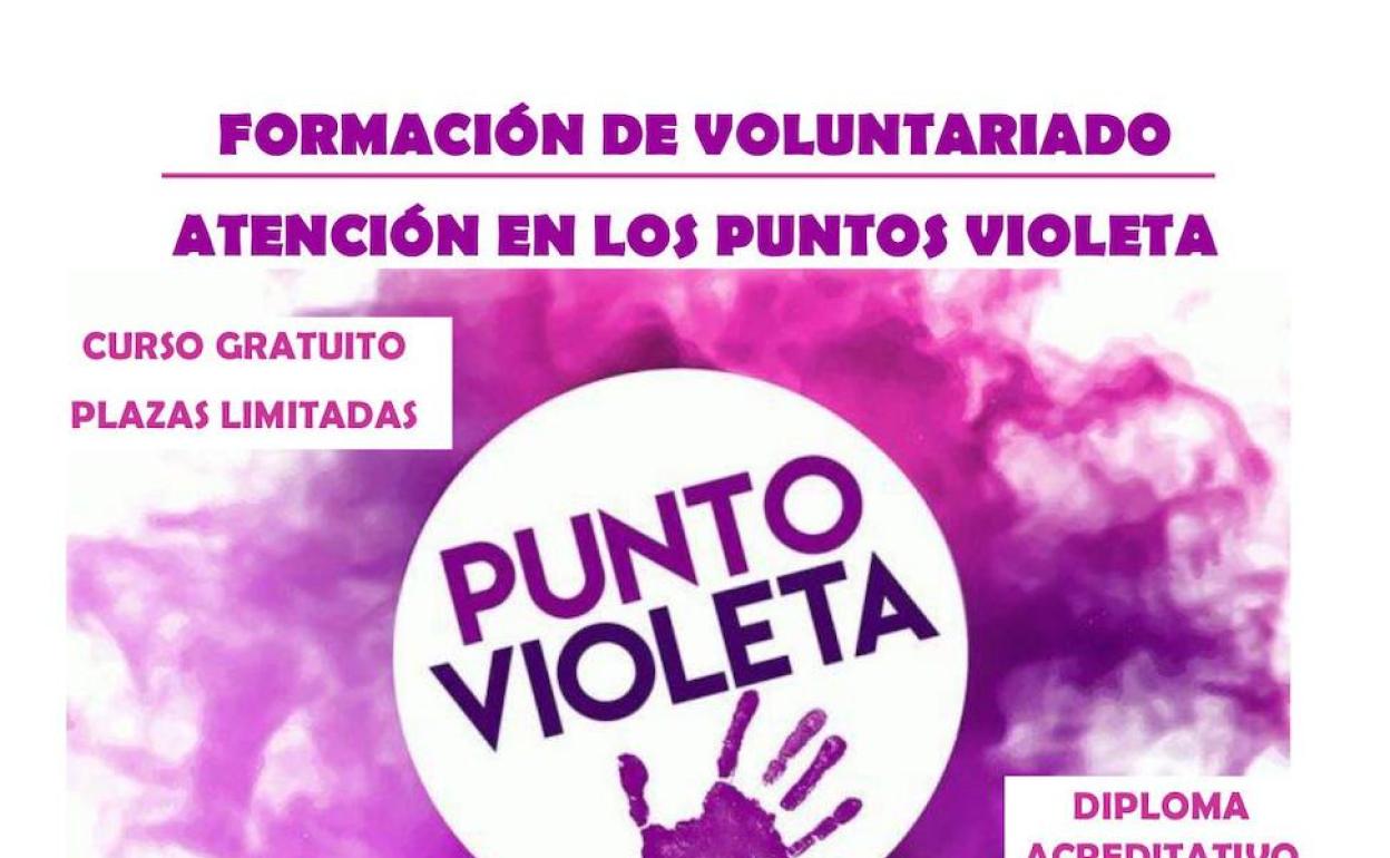 Cartel anunciador de la formación para voluntarios de atención en «Puntos Violeta»