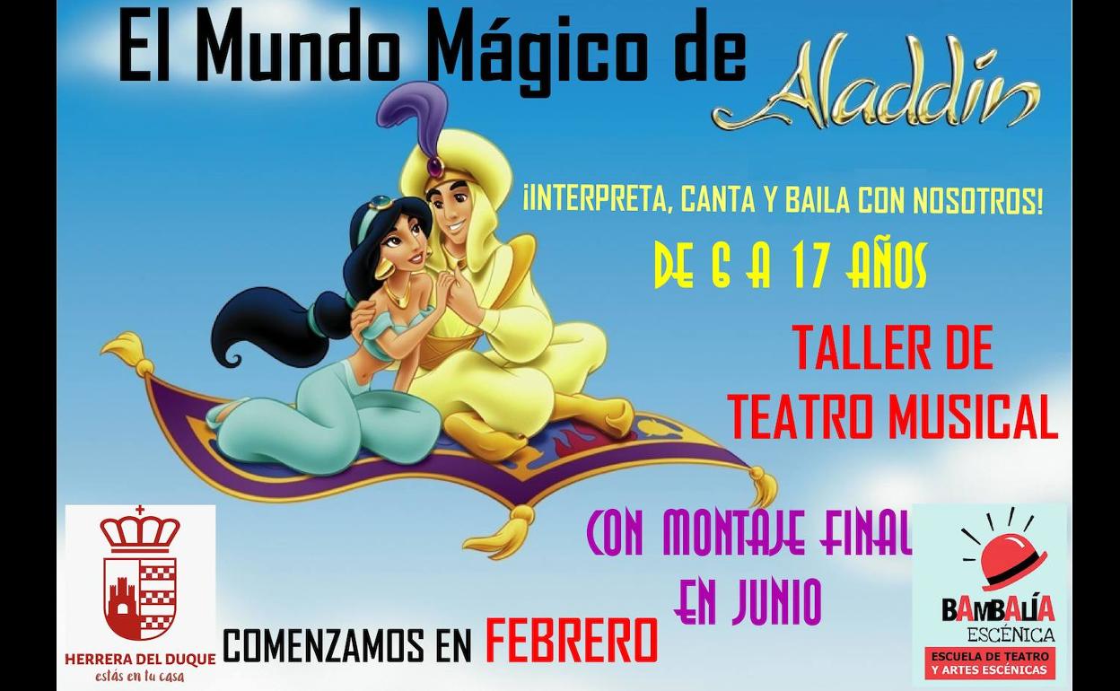 Cartel anunciador del Taller del Musicial de «Aladdin» 