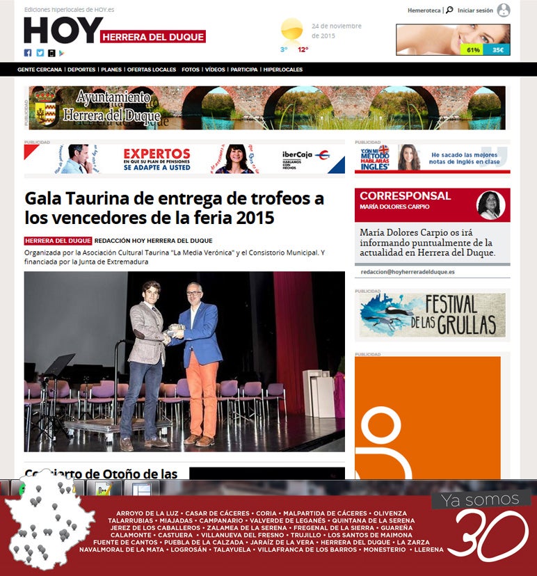 Aspecto que presenta la nueva web