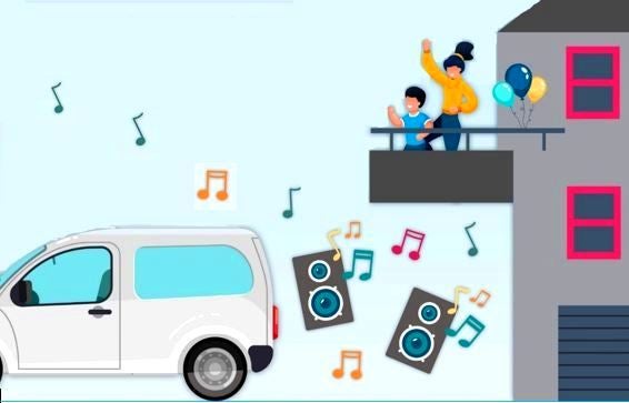 Caretel anunciador de la campaña de felcitaciones el día del cumpleaños con música.
