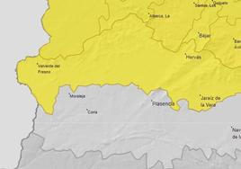 El 112 Extremadura activa la alerta amarilla por lluvias y tormentas en el norte de Cáceres