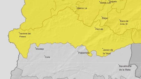El 112 Extremadura activa la alerta amarilla por lluvias y tormentas en el norte de Cáceres