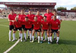 El Jaraíz que saltó al terreno de juego antes del inicio del partido.