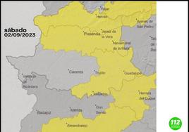 El 112 activará el sábado la alerta amarilla por lluvias y tormentas en Extremadura