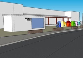 Diseño de la nueva Oficina de Turismo, a la izquierda.