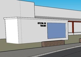 Recreación de la Oficina de Turismo y emplazamiento.