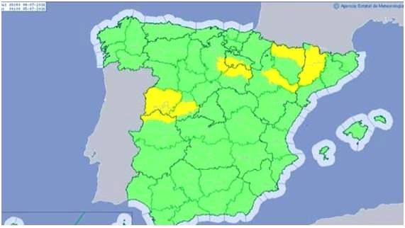 Decretada la alerta amarilla en el norte de Cáceres por tormentas