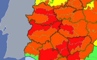 Mapa de Extremadura elaborado por la Aemet.