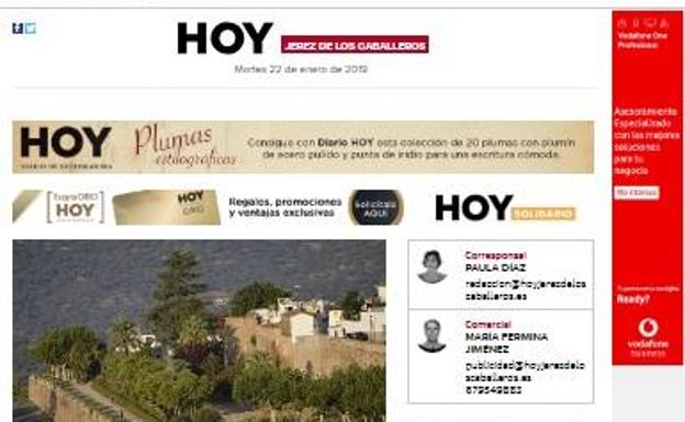 Imagen de la cabecera de la web de HOY Jerez de los Caballeros.