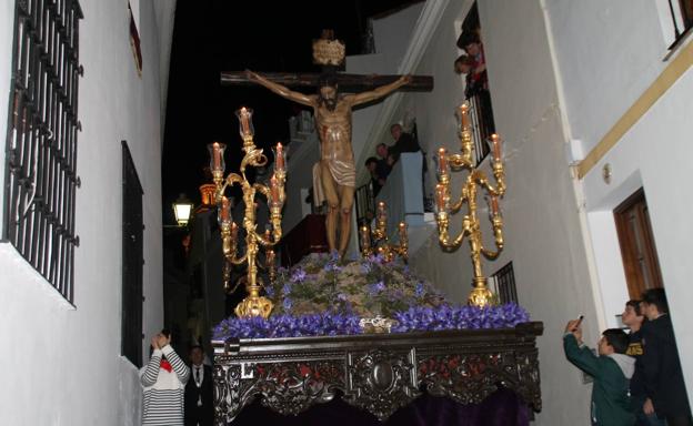 Durante la procesión del Jueves Santo de la pasada Semana Santa. 
