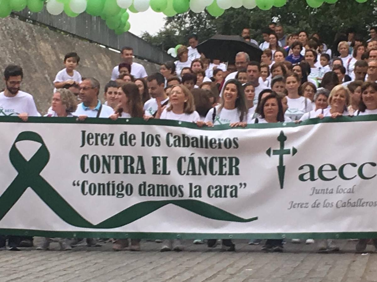 'Contra viento y marea' en sentido figurado, y contra la lluvia y los nubarrones, de manera real, La lucha contra el cáncer se impuso ayer en Jerez de los Caballeros a un día desapacible y sacó musculo con la celebración de la III Ruta contra esta enfermedad organizada por la junta local de la Asociación Española Contra el Cáncer (AECC) en esta ciudad.