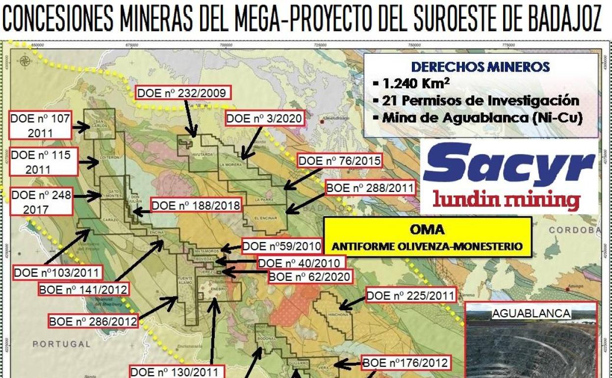 mapa de concesiones mineras del proyecto.