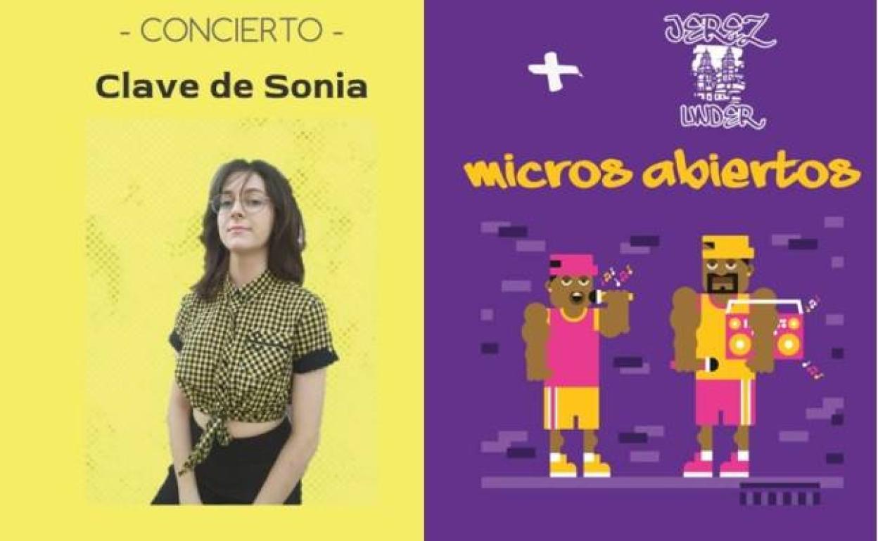 Cartel 'Clave de Sonia' y 'Micros abierto'.