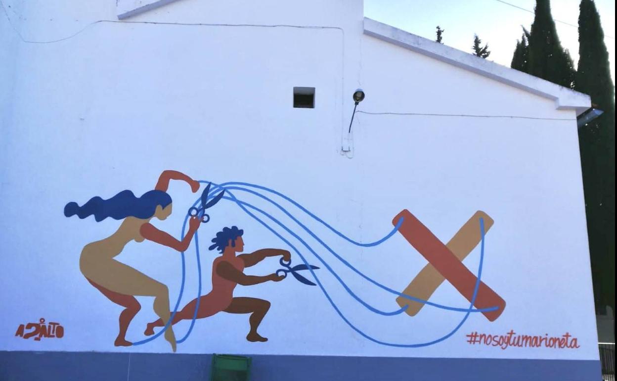 Mural en el IES 'El Pomar'. 