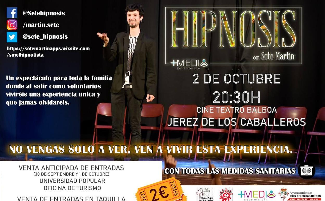 El cine-teatro Balboa acoge, este sábado, el espectáculo 'HIPNOSIS' a cargo de Sete Martín