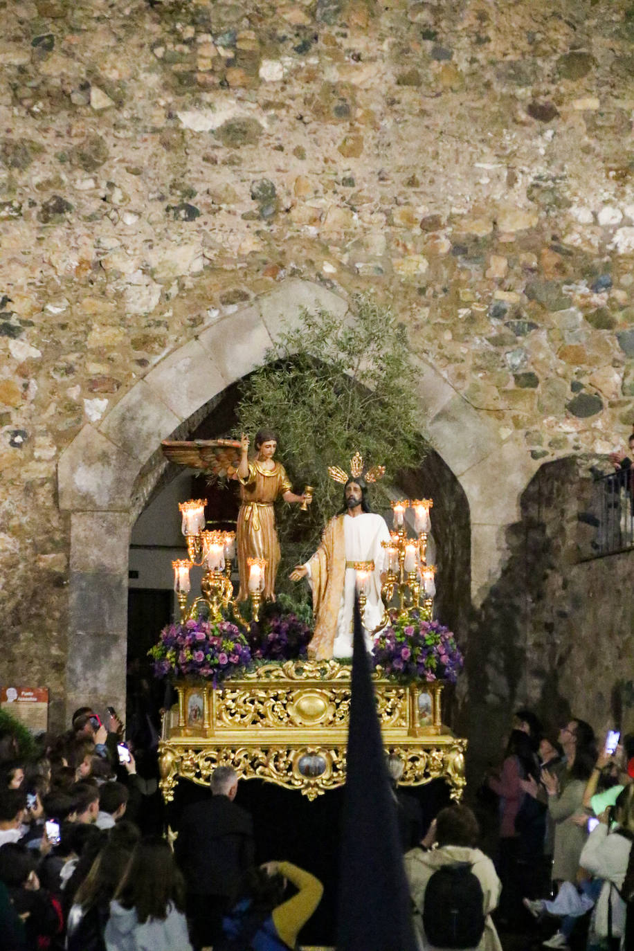 Silencio y recogimiento en la noche del Martes Santo jerezano al paso de Jesús Orando en el Huerto