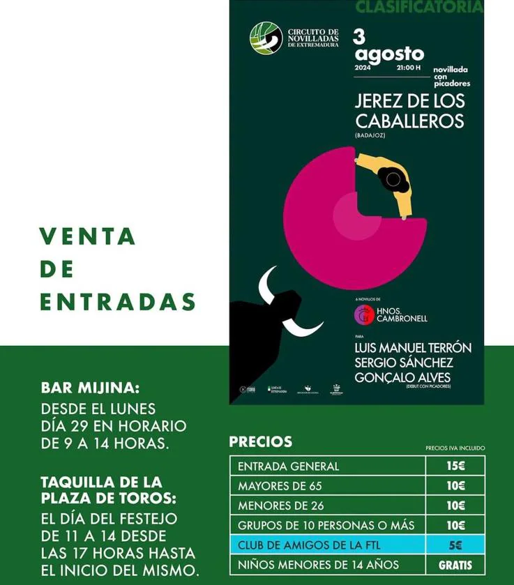 A la venta las entradas para el II Circuito de Novilladas de Extremadura