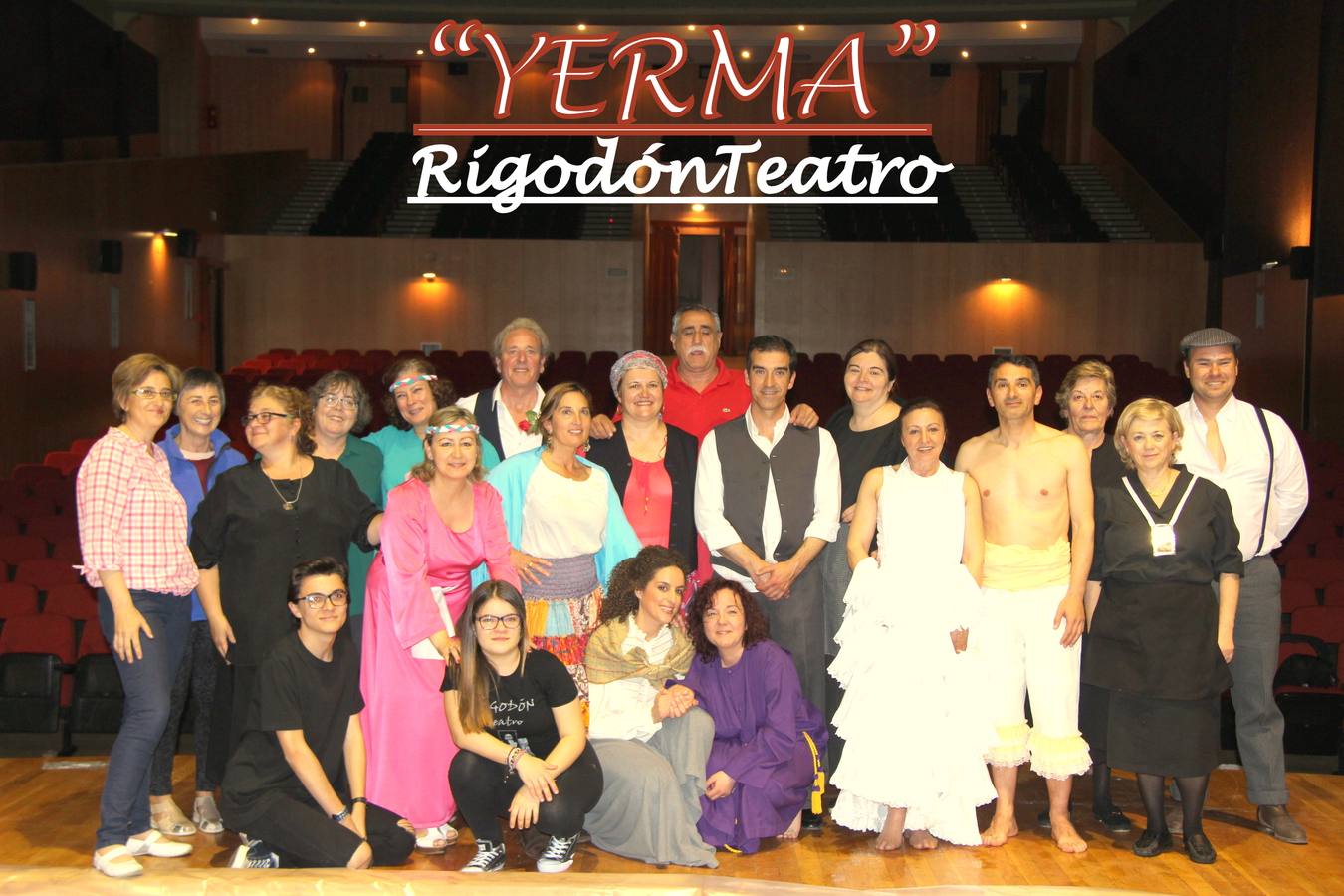 Elenco de actores y equipo de dirección y apoyo  que intervienen en el montaje de 'Yerma' realizado por ''Rigodón'.