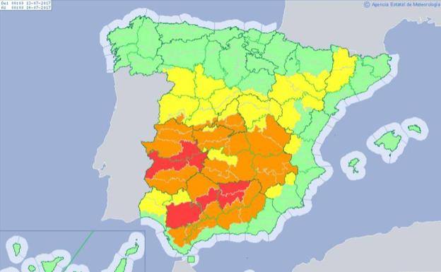 Activan la alerta roja por altas temperaturas mañana jueves en Extremadura