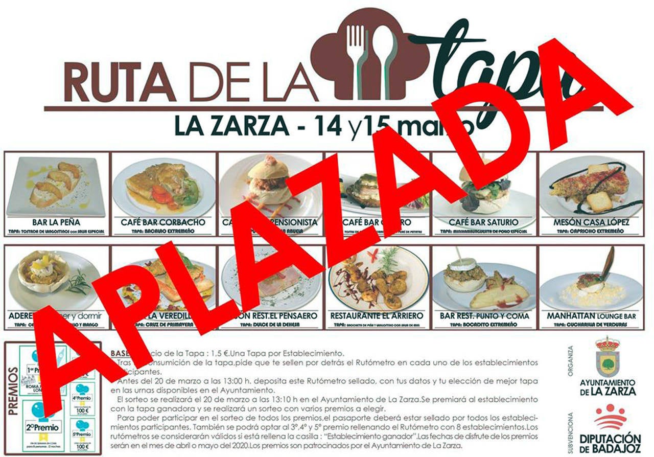 Aplazadas la Ruta de la Tapa y las competiciones del CD Zarceño