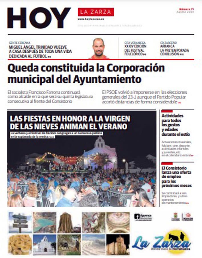 Este miércoles sale el periódico de agosto