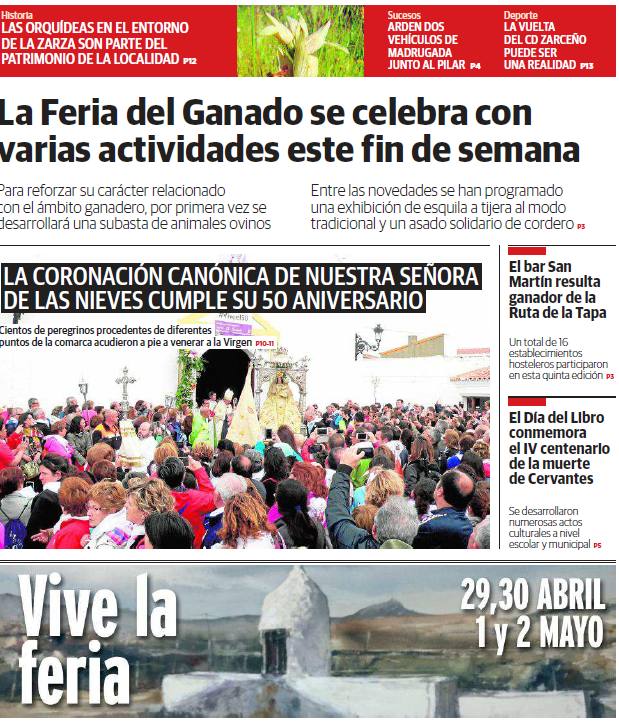 Portada del periódico del mes de abril