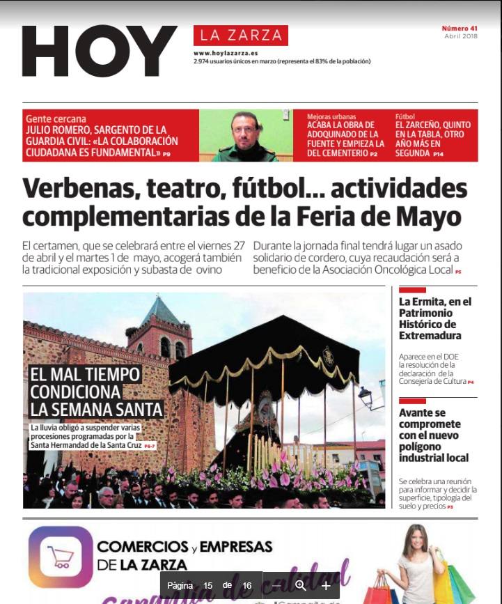 Portada del períódico del mes de abril 