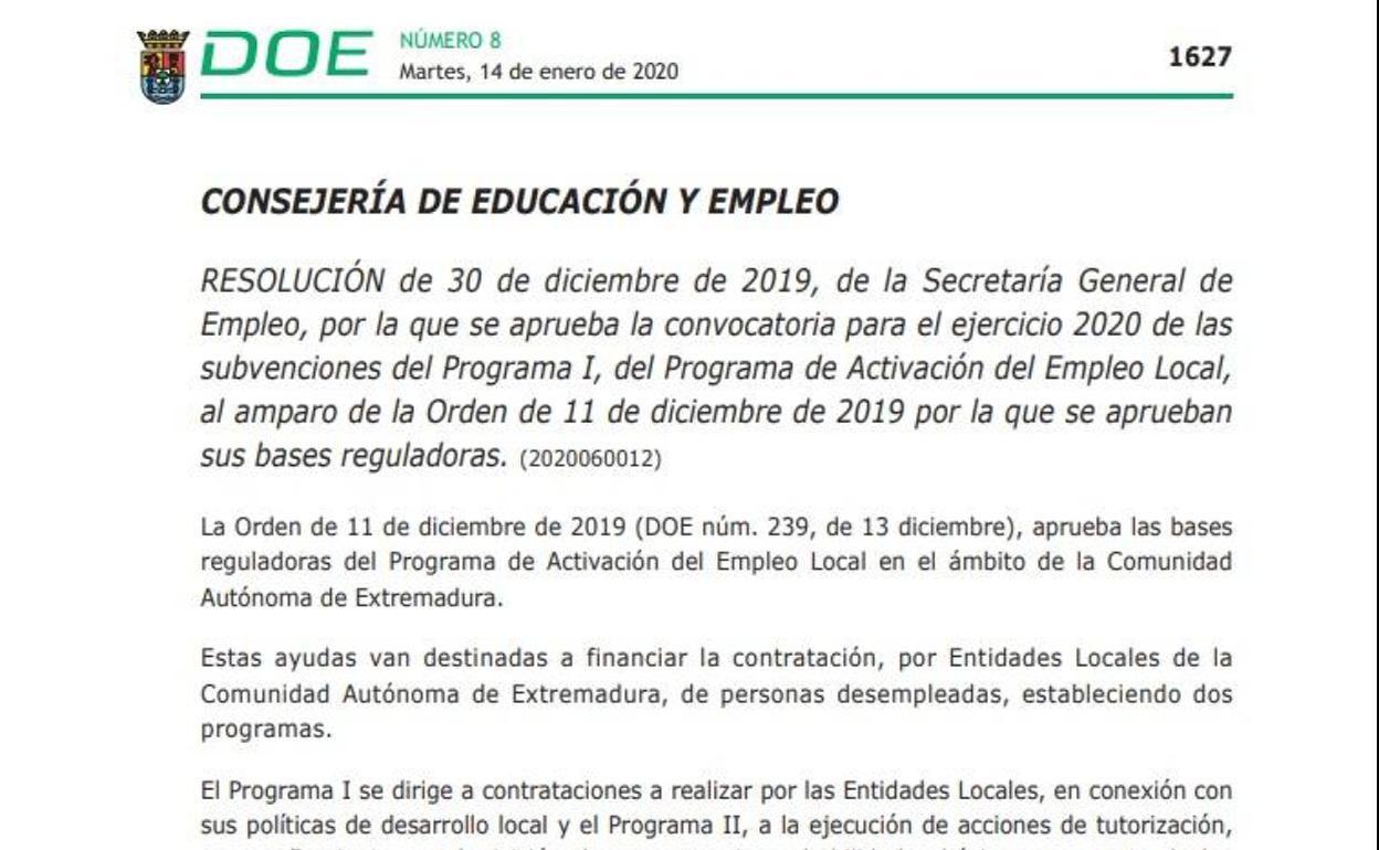 Llerena se beneficia del Programa I de Activación del Empleo Local