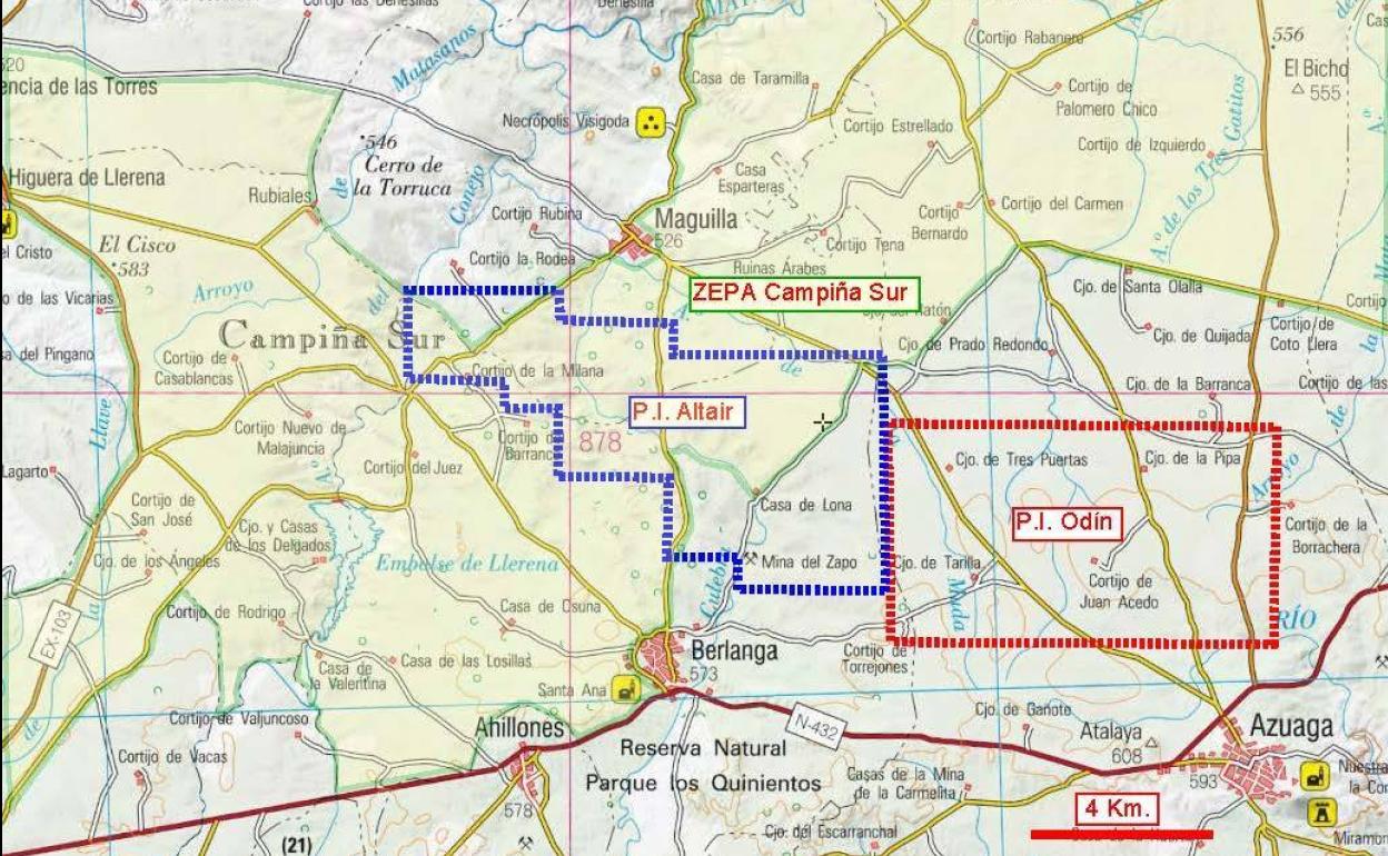 Imagen de varios de los proyectos de megaminas en la zona 