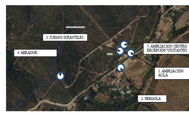 Plano de las actuaciones en el espacio natural 'Paraje Ribera de Los Molinos'.