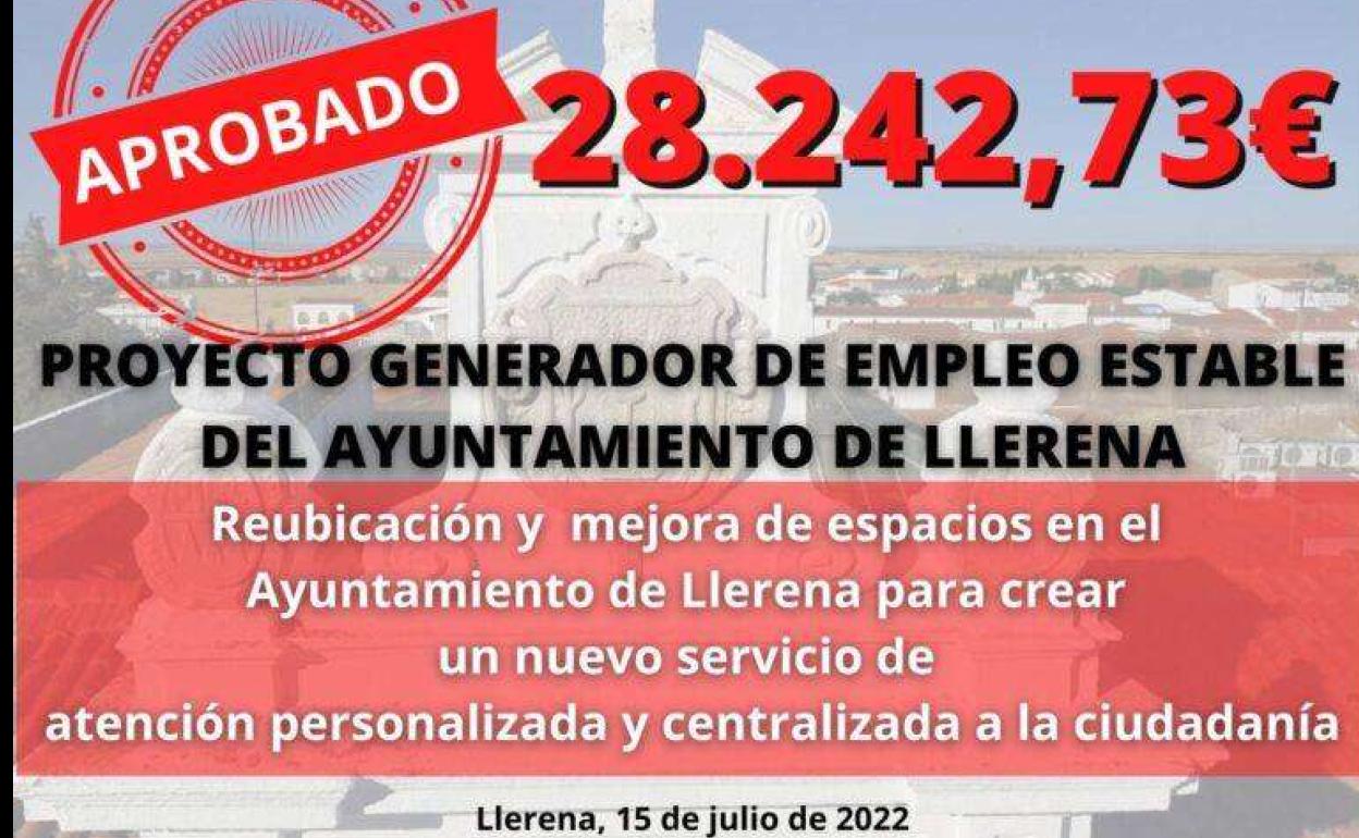 El SEPE aprueba el proyecto Generador de Empleo Estable presentado por el Ayuntamiento de Llerena